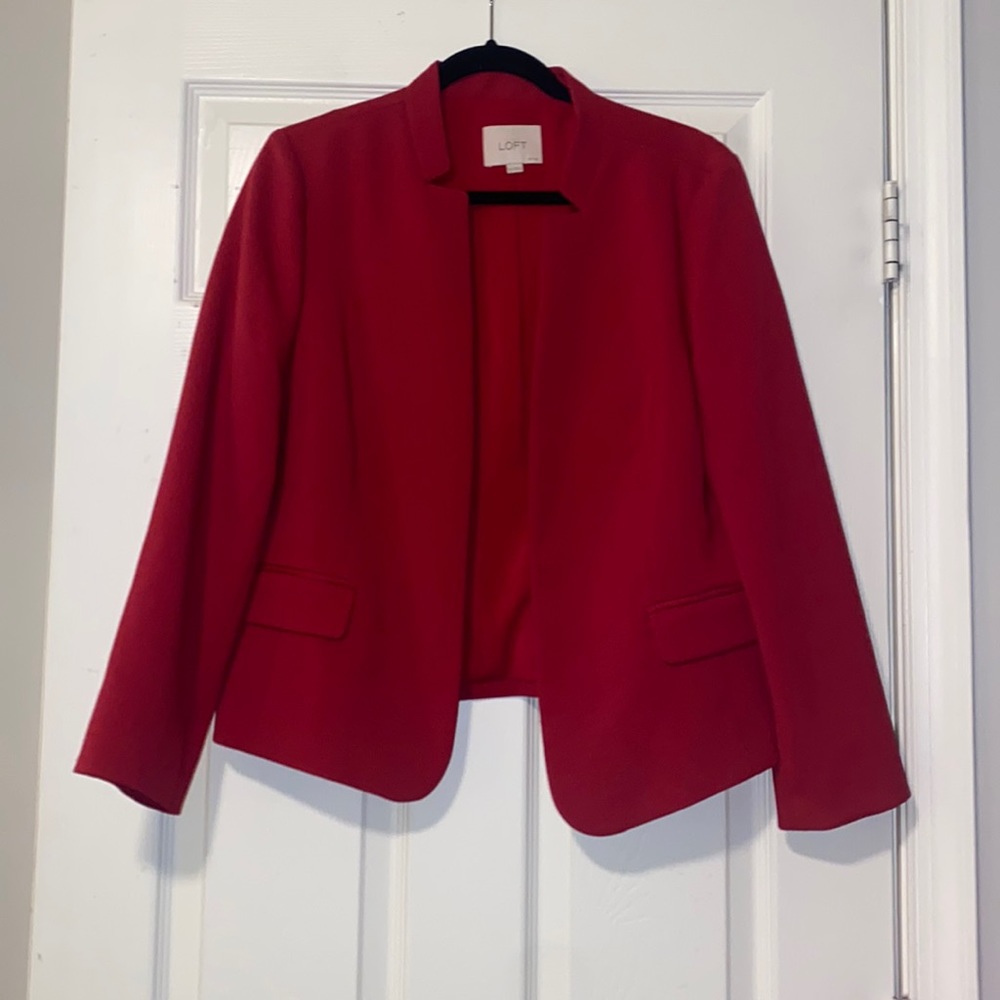 LOFT Red Open-Front Blazer